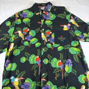 Vintage Hawaiian Shirt Size XXL Parrot Toucan Jungle Print Cotton Button Scorpio